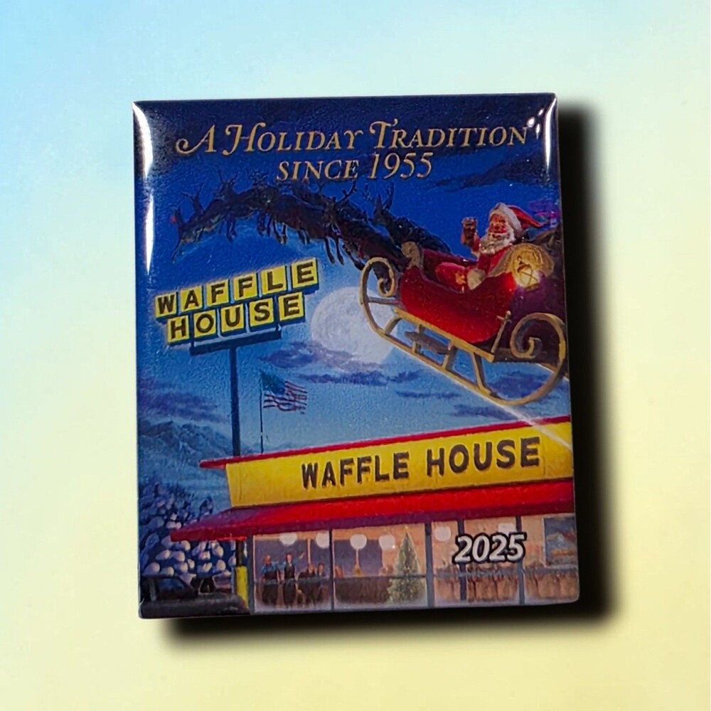 Waffle House 2025 Holiday Christmas Pin Santa Sleigh A Holiday Tradition 1955